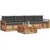 vidaXL Outdoor-Sofagarnitur 5 Stk. Natur und Anthrazit