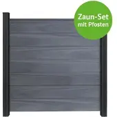 MR-Zaun Altum Komplettset mit Alu-Pfosten, Steingrau co-ex., 18,90 m