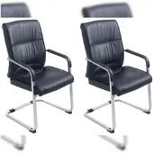 Proregal 2er Set Besucherstuhl XL MALTA HxBxT 102x58x65cm Kunstleder Schwarz Konferenzstuhl