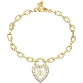 GUESS JUBB06064JWYGS Damen-Armband Herz-Schloss Perlmutt Goldfarben