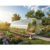 Garten Dream Gewächshaus „Optima“ 2.5x8m aus Stahl, mit 6mm Polycarbonat
