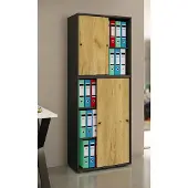 VCM Aktenschrank "Büroschrank Aktenschrank Schiebetüren Lona 5fach", braun (anthrazit, honig, eiche), B:70cm T:37cm, Obermaterial: 100% Holz Wood., Schränke, Aktenschrank