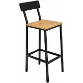 Begryf Barhocker Eichefarben MDF 90 cm, Küchenhocker mit Lehne, schwarz