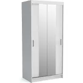 Masseno Schiebetürenschrank NICOLA 100/215/60 cm 2-türig Schlafzimmer Schrank Kleiderschrank Weiß