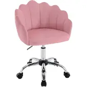 Woltu Bürostuhl, Samt Stuhl mit Blütenblatt-Rückenlehne, Rosa