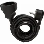 Kopp Strom Verlängerungskabel [ Flachstecker - Schutzkontakt-Kupplung] Schwarz 5 m 143705086 (143705086)