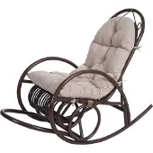 Mendler Schaukelstuhl HWC-C40, Schwingsessel Rattansessel, braun Auflage creme