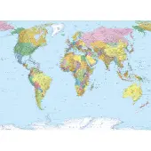 Overig Fototapete "World Map - Größe 270 x 188 cm" bedruckt glatt Wohnzimmer, Schlafzimmer