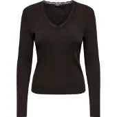 ONLY V-Shirt "ONLSARA SHARAI L/S V-NECK TOP JRS" Baumwollmischung, slim fitregular fit