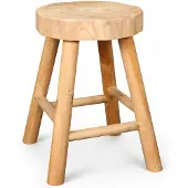 WDMT Handgefertigter Holzhocker – Ø 26 x 40 cm – Braun