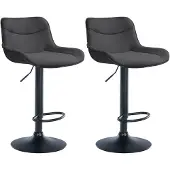 CLP 2er Set Barhocker Vonore Stoff schwarz dunkelgrau
