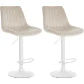 CLP 2er Set Barhocker Toni Samt weiß creme