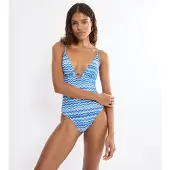 Triumph Swimwear Badeanzug "Mix & Match Summer OP pt", Damen, Gr. 36, Cup D, blau (blau, light combination), Microfaser, Obermaterial: 77% Polyamid, 23% Elasthan, Badeanzüge Badeanzug, verspielt und farbenfroh