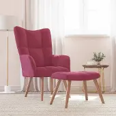 Prolenta Maison Exclusive - Relaxsessel mit Hocker Weinrot Samt