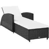 Furnicato Sonnenliege Mit Cremeweißer Auflage Poly Rattan Schwarz