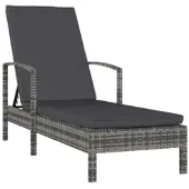 Furnicato Sonnenliege Mit Armlehnen Poly Rattan Grau