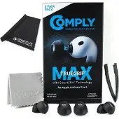 Comply Ohrstöpsel TrueGrip MAX für Airpods Pro 3 Schwarz Mix mit Tuch