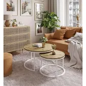 Lookway Runder Couchtisch CIRI 2in1 rund Eiche Artisan Stirling Wotan