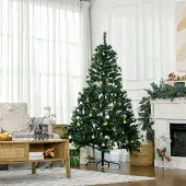SUGIFT Künstlicher Weihnachtsbaum 180 cm, Christbaum mit LED Beleuchtung, Tannenbaum mit Kugeln, Grün | 745 Spitzen | 200 LEDs warmweiß | Metallständer