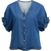 Object Denim V-ausschnitt Oberteil