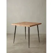 KADIMA DESIGN Industrial Esstisch, Akazienholz mit Fischgrät-Muster, Metallbeine. 80x80x76 cm |