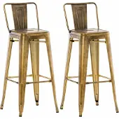 TPFLiving 2er Set Barhocker Massimo Metall Gold