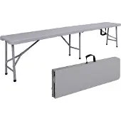 EHokery Catering-Bank im Koffer gefaltet 180 cm RATTAN grau