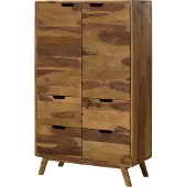 MASSIVMOEBEL24.DE MASSIVMOEBEL24 Highboard Sheesham 90x40x145 natur sandgestrahlt lackiert MALMÖ 2 #210