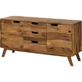 MASSIVMOEBEL24.DE MASSIVMOEBEL24 Sideboard Sheesham 134x40x65 natur sandgestrahlt lackiert MALMÖ 2 #207