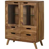 MASSIVMOEBEL24.DE MASSIVMOEBEL24 Highboard Sheesham 90x40x110 natur sandgestrahlt lackiert MALMÖ 2 #213