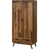 MASSIVMOEBEL24.DE MASSIVMOEBEL24 Kleiderschrank Sheesham 90x45x180 natur sandgestrahlt lackiert MALMÖ 2 #200