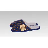 Linke Hausschuhe Pantoffel Wolle Noppen blau