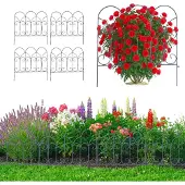 Relaxdays Beeteinfassung, 5er Set, Metall, HxB: 46 x 46 cm, Beetumrandung zum Stecken, Zierzaun Beet & Rasen, schwarz