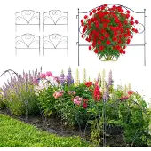 Relaxdays Beeteinfassung, 5er Set, Metall, HxB: 45 x 50 cm, Beetumrandung zum Stecken, Zierzaun Beet & Rasen, schwarz