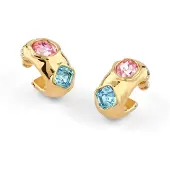 GUESS JUBE05316JWYGMCT/U Damen-Ohrringe Multi Crystals J Creolen Goldfarben