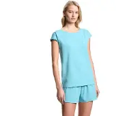 Emporio Armani für Damen. EW000495_AF19023 Alltagspyjama türkis (S), Heimtextilien, Baumwolle, Kurzarm