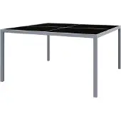 Markenlos Gartentisch 130x130x72 cm Grau Stahl und Glas