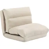 HOMCOM Bodenstuhl Bodensessel mit 6-Stufig Verstellbarer Rückenlehne, Beige