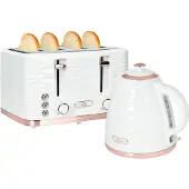 HOMCOM Wasserkocher-Toaster-Set mit 1,7 L Wasserkocher, 4 Scheiben-Toaster Creme