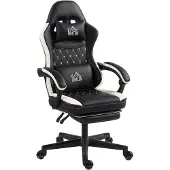 HOMCOM Gaming Stuhl Ergonomischer Gamer Stuhl mit Lendenwirbelstütze, Fußstütze