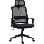 HOMCOM Bürostuhl Ergonomisch Drehstuhl mit Armlehne, Verstellbar Kopfstütze