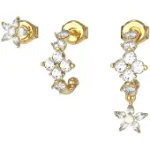 GUESS JUBE06035JWYGT/U Damen-Ohrringe 3er-Set Creolen und Stecker Flowers