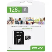 PNY Performance Plus, 128 GB, MicroSDXC, Klasse 10, Schwarz