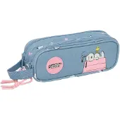 Safta Snoopy 21x8x6 Cm Double Mäppchen Blau Mann Blau One Size