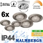 Malmbergs 3er Set LED Einbaustrahler silber IP44 60mm – dimmbar & schwenkbar – MD-13
