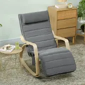 SUGIFT Schaukelstuhl mit Massage und Heizung, Relaxsessel Massagesessel, Polyester Grau | 106 x 67 x 92 cm | 8-Punkt-Vibration | Fernbedienung