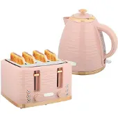 HOMCOM Wasserkocher-Toaster-Set mit 1,7 L Wasserkocher, 4 Scheiben-Toaster Creme