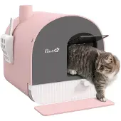 PawHut Katzentoilette Katzenklo mit Haube und Deckel Katzenstreu Matte Grau