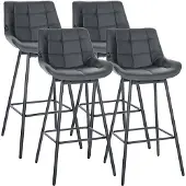 CLP 4er Set Barhocker Weston Schwenkbar Grau/Kunstleder