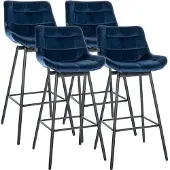 CLP 4er Set Barhocker Weston Schwenkbar Blau/Samt